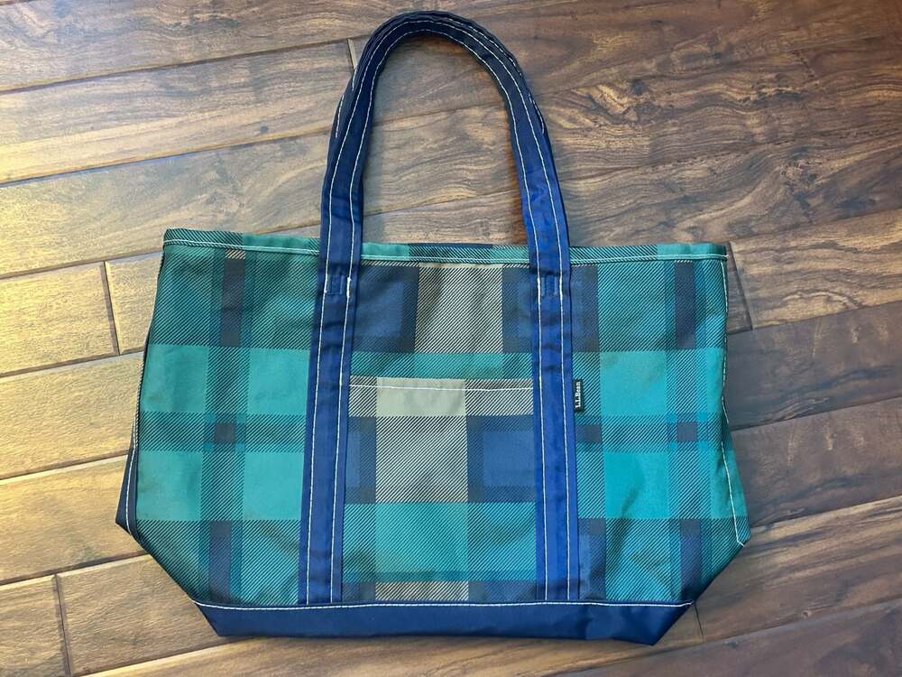 L.L. Bean Everyday Lightweight Zip-Top Tote Bag Plaid Preppy Travel Collegiate
